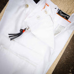 Pantalon « chino » coton et soie stretch blanc
