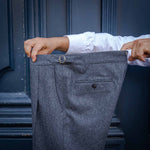 Pantalon napolitain en flanelle gris moyen
