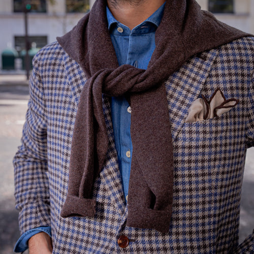 Veste napolitaine hivernale motif pied de poule laine lin et soie