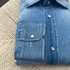 Chemise « used » en denim Texas bleu clair super bleached