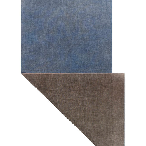 Écharpe double face bleu denim/marron chocolat voile de cachemire