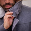 Blouson gris laine, cachemire et peau