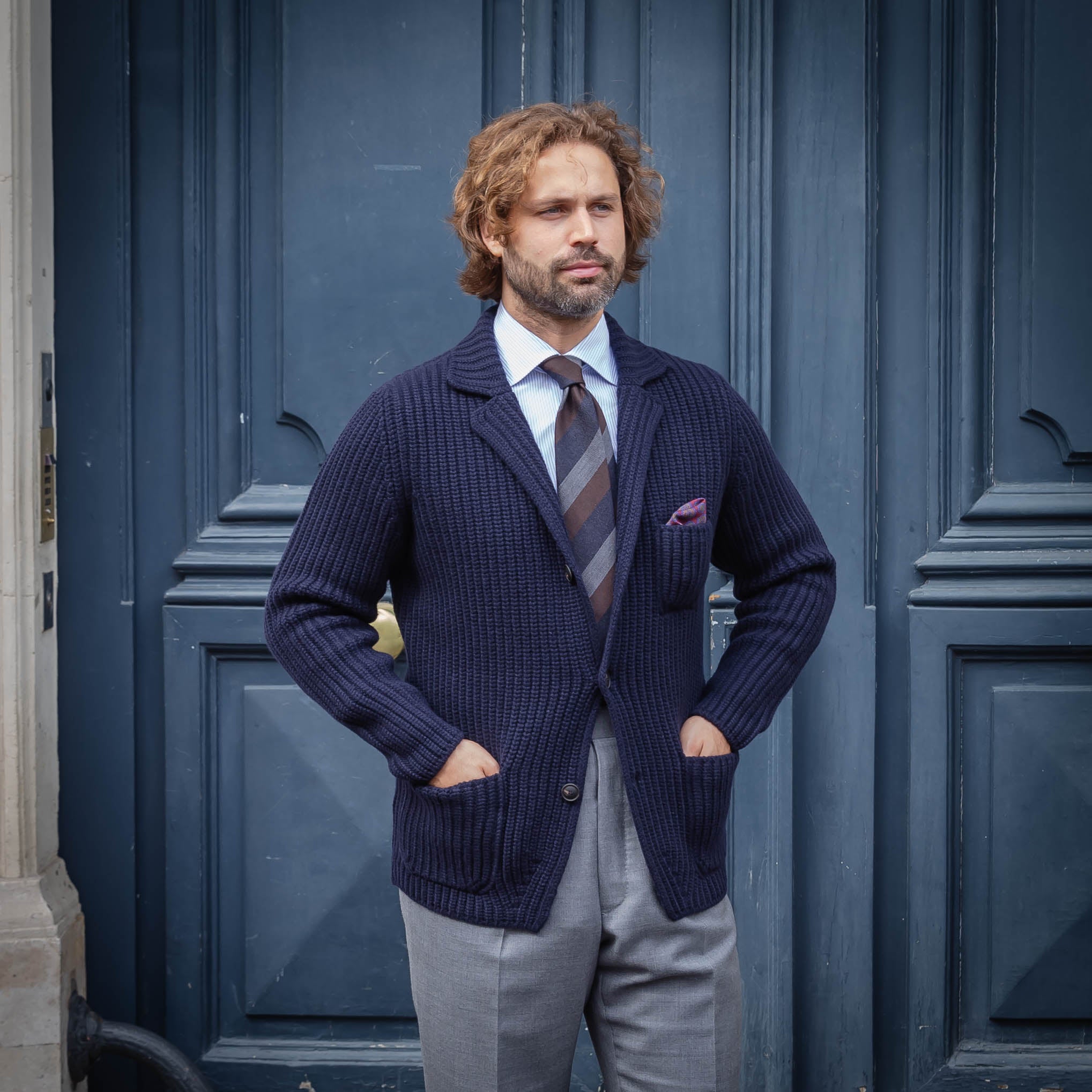 Veste laine côte anglaise bleu marine – L'officine Paris Veste laine côte anglaise bleu marine – L'officine Paris
