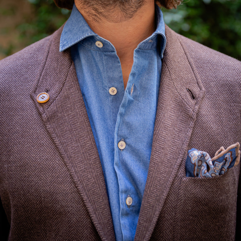 Veste ICONIC jersey de cachemire et soie Loro Piana marron chevrons