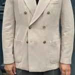 Veste croisée beige coton et cachemire