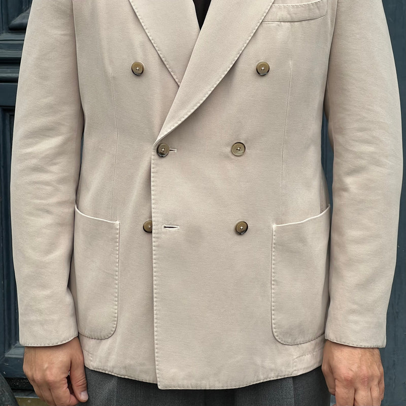 Veste croisée beige coton et cachemire