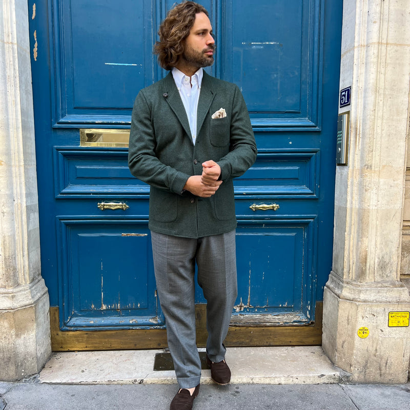 Veste ICONIC jersey de cachemire et soie vert