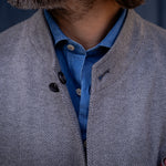 Veste ICONIC jersey de cachemire et soie gris LORO PIANA chevrons