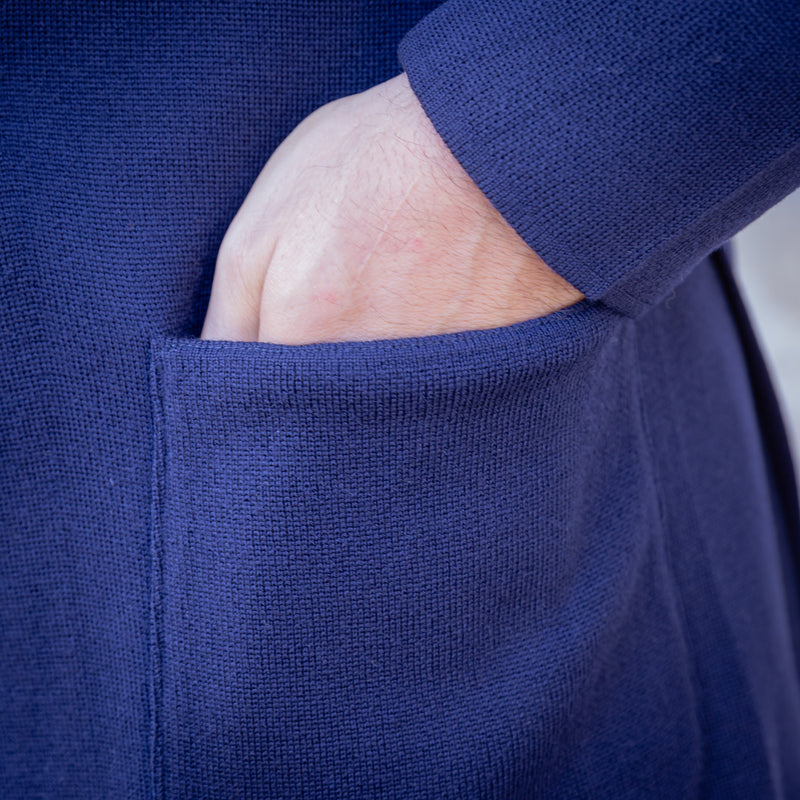 Veste maille croisée bleu marine laine