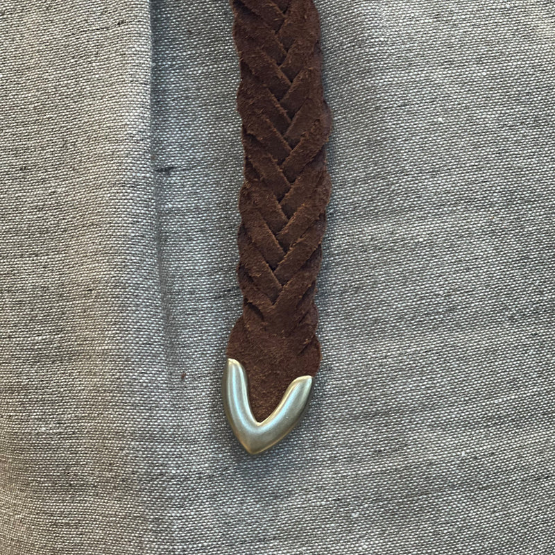 Ceinture tressée veau velours tabac