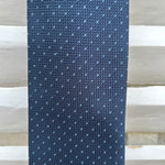 Cravate micro-grenadine bleu marine motif petit pois bleu clair 50