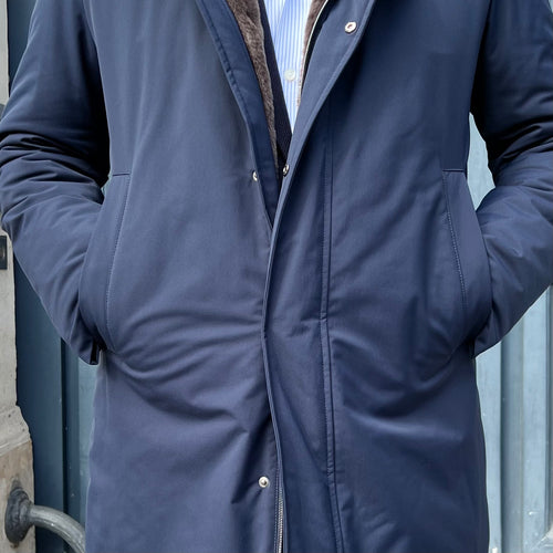 Parka technique bleu marine doublure eco-fur