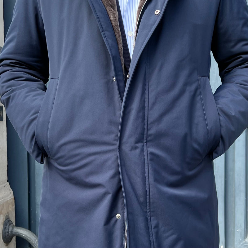 Parka technique bleu marine doublure eco-fur