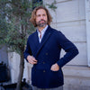 Veste maille croisée bleu marine laine