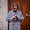 Manteau « Polo coat » chevron blanc cassé et noir
