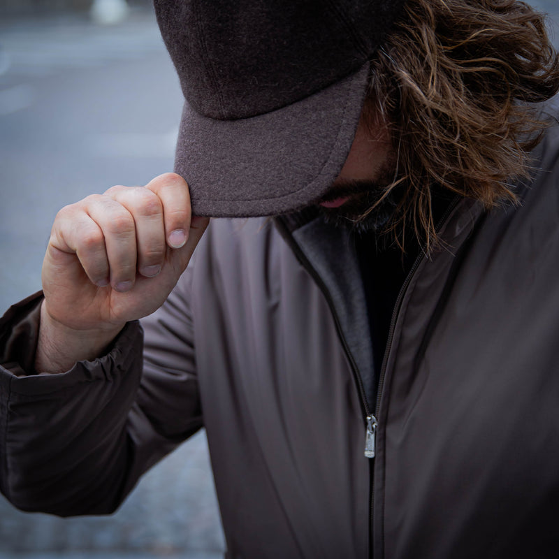 Blouson technique greige doublé cachemire