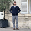 Blouson en jersey de cachemire bleu marine