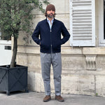 Blouson en jersey de cachemire bleu marine