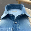 Chemise « used » en denim Texas bleu clair super bleached
