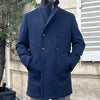 Manteau « car coat » croisé bleu napolitain