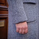 Manteau « Polo coat » chevron blanc cassé et noir