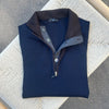 Pull col cammioneur zip et boutons bleu marine