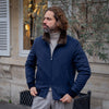Blouson en cachemire impermeable Loro Piana (Rain System) chevron bleu denim