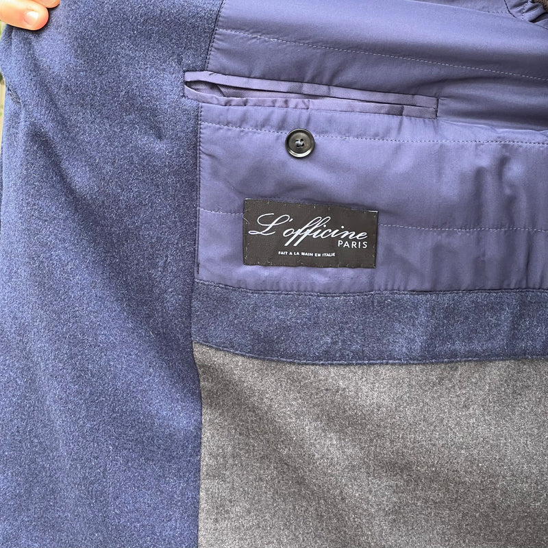 Caban en cachemire Loro Piana bleu napolitain