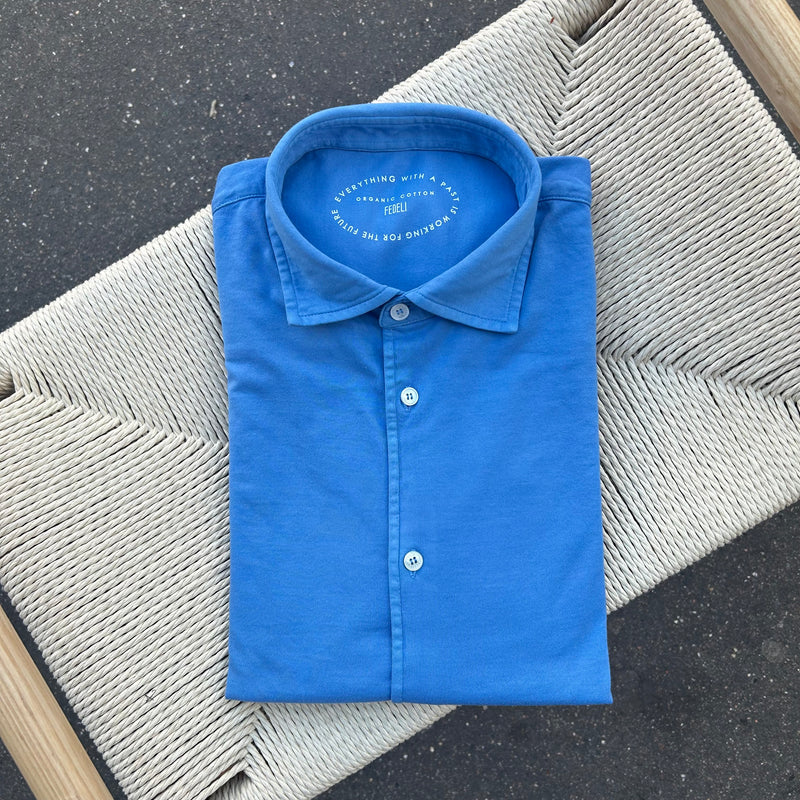 Chemise jersey de coton “GIZA” bleu ciel