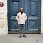 Veste croisée beige coton et cachemire
