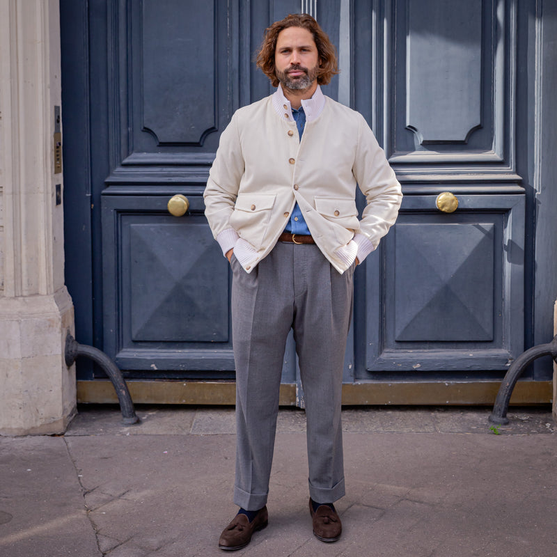 Blouson blanc cassé velours de coton