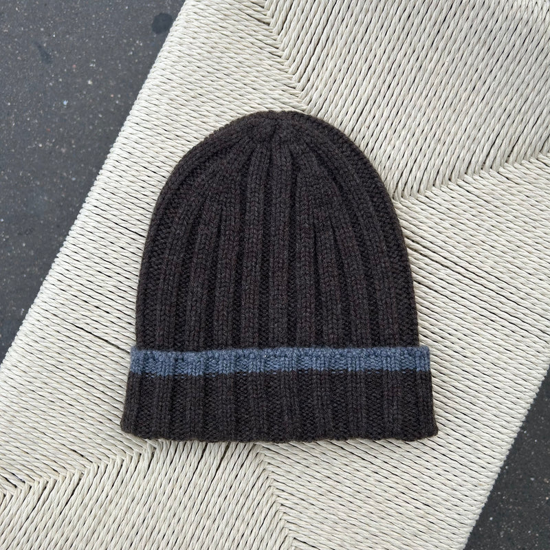 Bonnet cachemire marron et gris