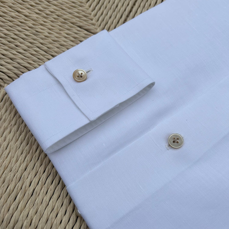 Chemise blanche en coton et lin