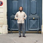 Veste col officier beige clair en cachemire