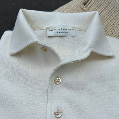 Polo « one piece » blanc cassé crêpe de coton manches longues