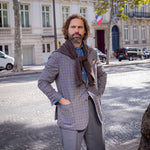 Veste napolitaine hivernale motif pied de poule laine lin et soie