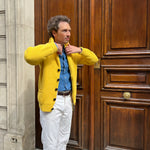 Cardigan iconique col châle laine et cachemire jaune