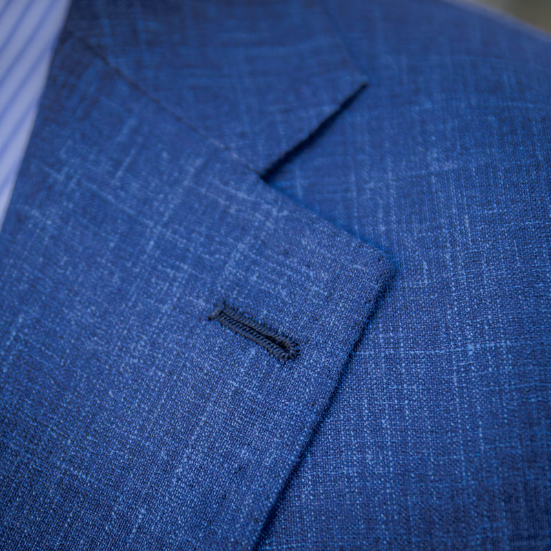 Veste bleu denim laine lin et soie