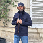 Saharienne bleu marine jersey laine et cachemire