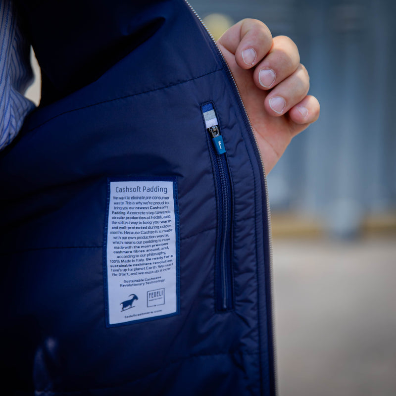 Blouson technique bleu marine doublé cachemire