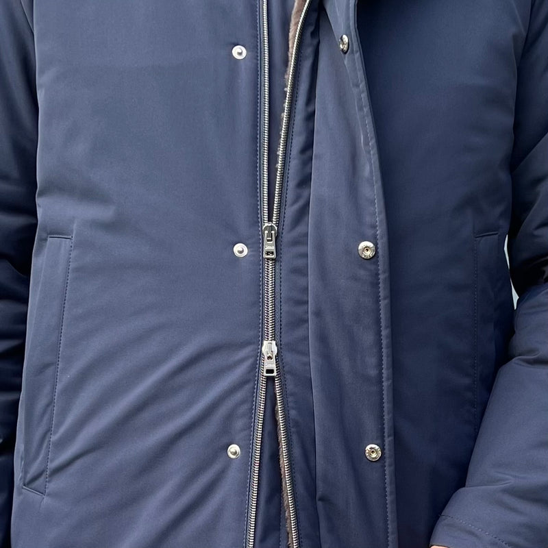 Parka technique bleu marine doublure eco-fur