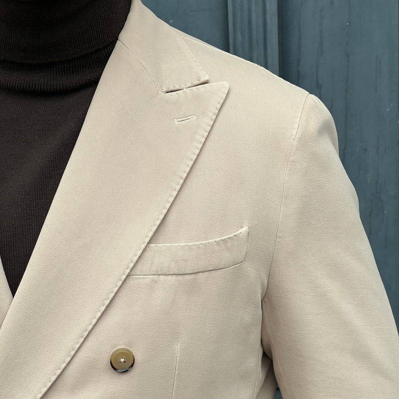 Veste croisée beige coton et cachemire