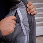 Blouson gris laine, cachemire et peau