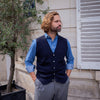 Gilet sans manches laine « punto Milano » bleu marine