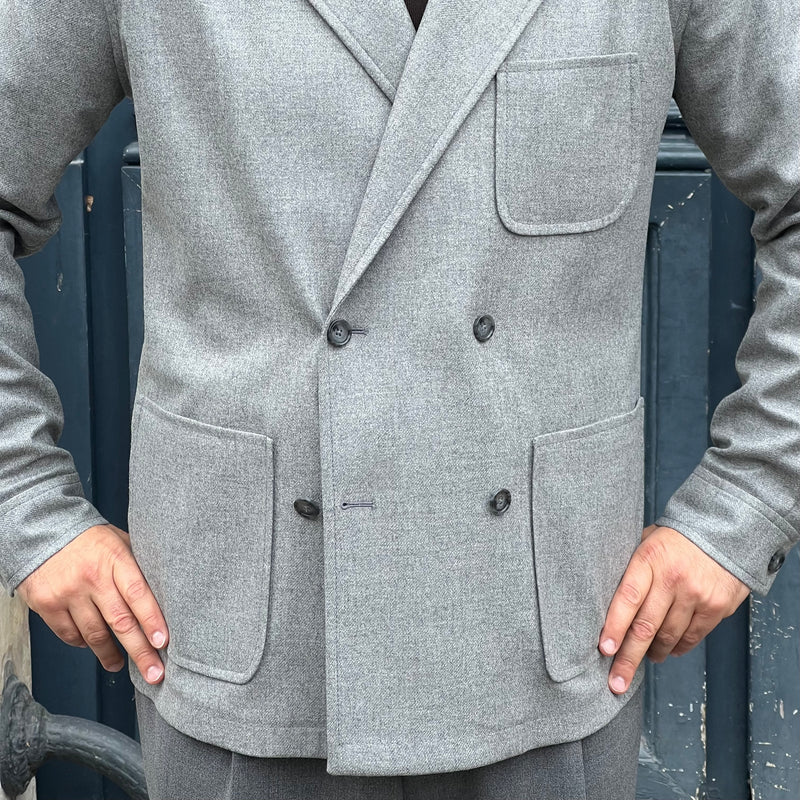 Veste croisée gris clair laine et cachemire Loro Piana