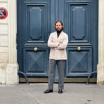 Veste croisée beige coton et cachemire