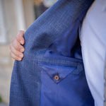 Veste bleu denim laine lin et soie
