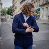 Veste en maille croisée bleu marine