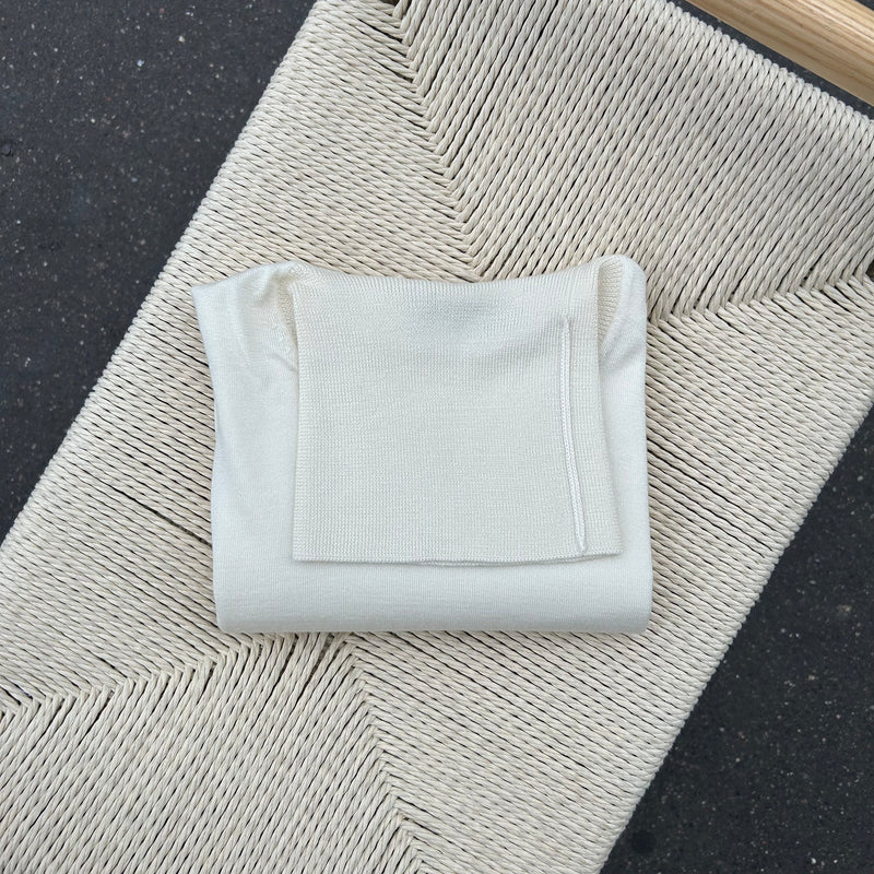 Pull col roulé cachemire et soie blanc cassé