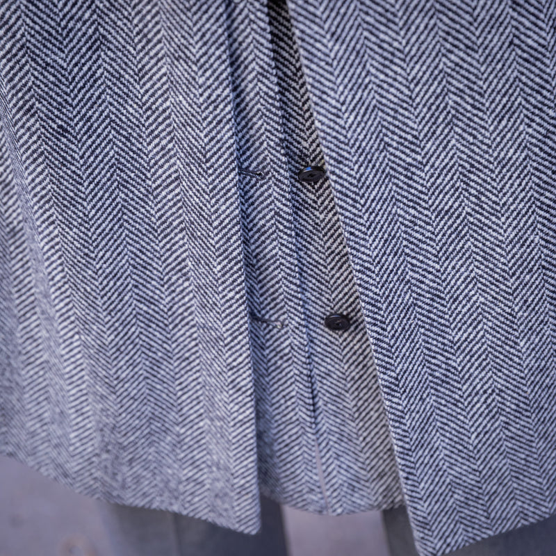 Manteau « Polo coat » chevron blanc cassé et noir